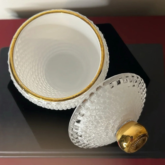 VTG 1980's White Glass Double Wall Vanity Jar with Lid - Picture 3 of 6